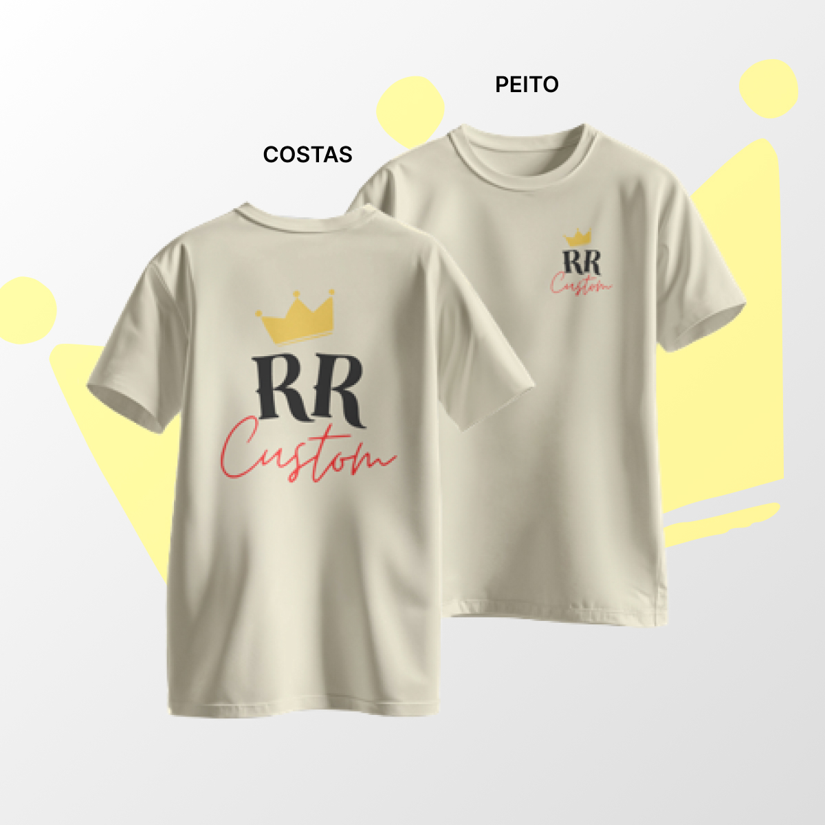 Camiseta algodão Peito e Costas Bege