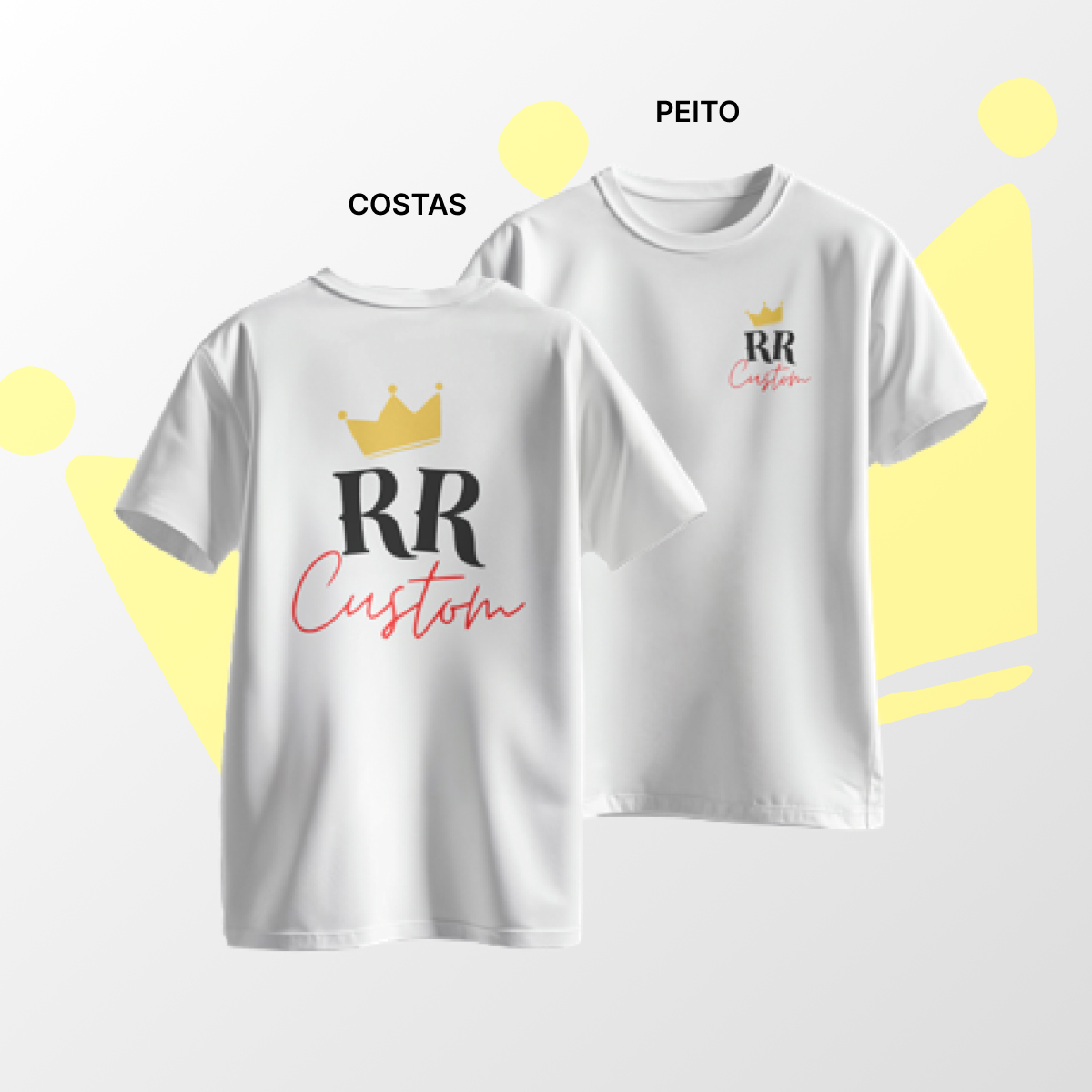 Camiseta algodão Peito e Costas Branco