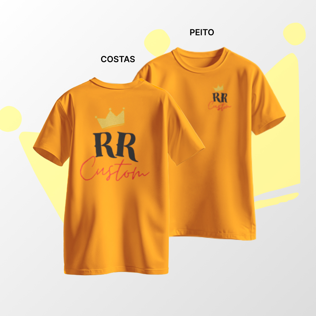 Camiseta algodão Peito e Costas Laranja