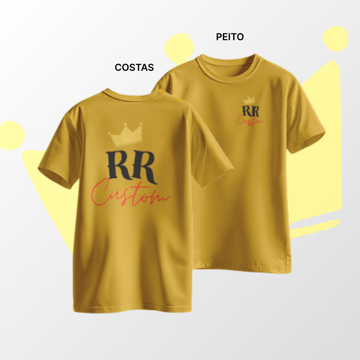 Camiseta algodão Peito e Costas Mostarda