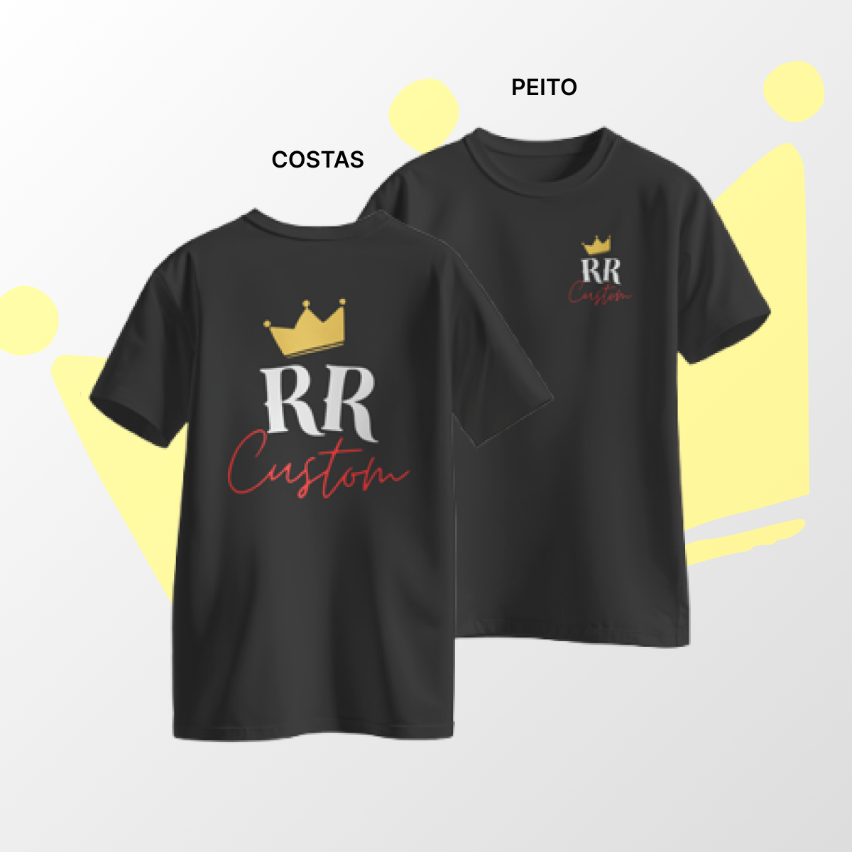 Camiseta algodão Peito e Costas Preto