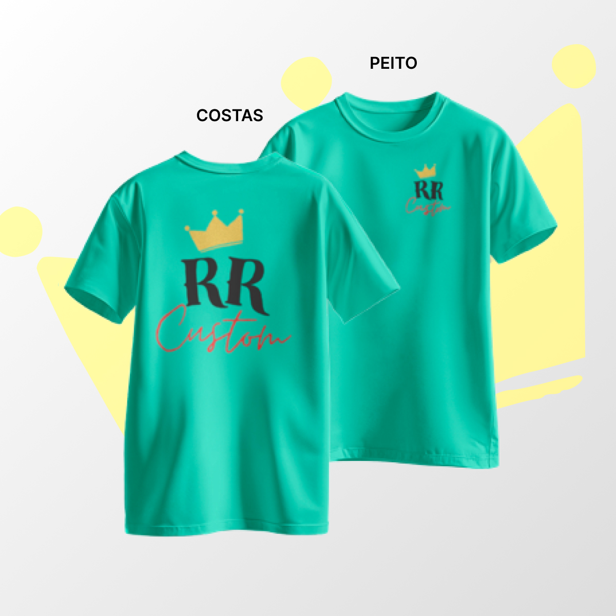 Camiseta algodão Peito e Costas Verde Água