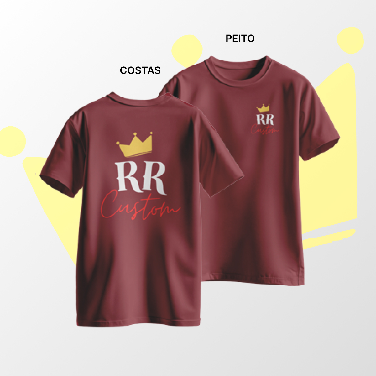 Camiseta algodão Peito e Costas Vinho