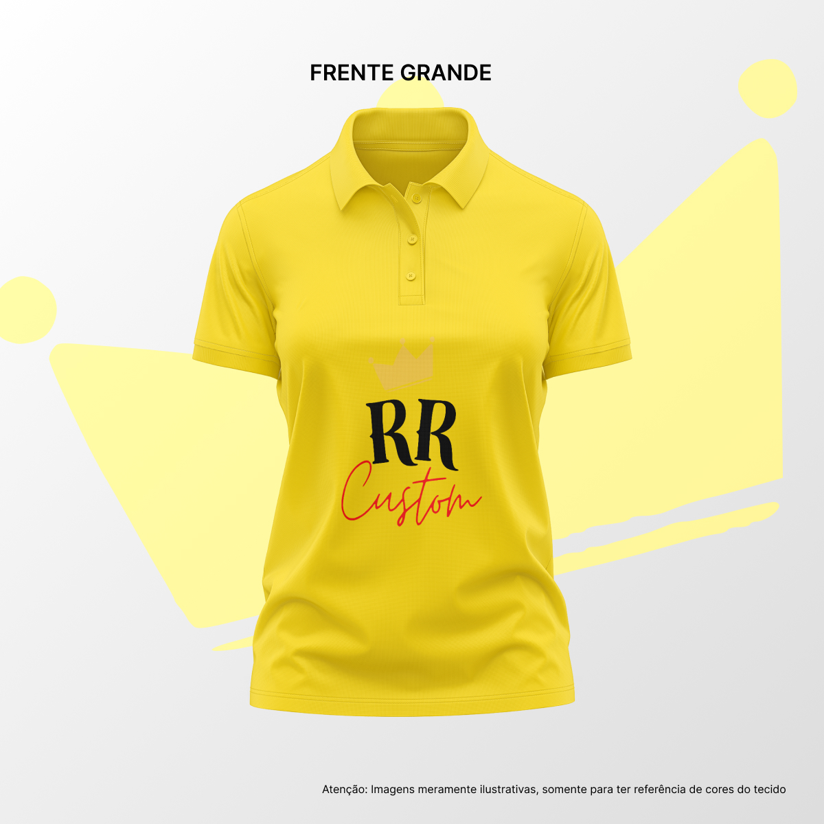 Camisa Polo Feminina Frente Grande Amarelo
