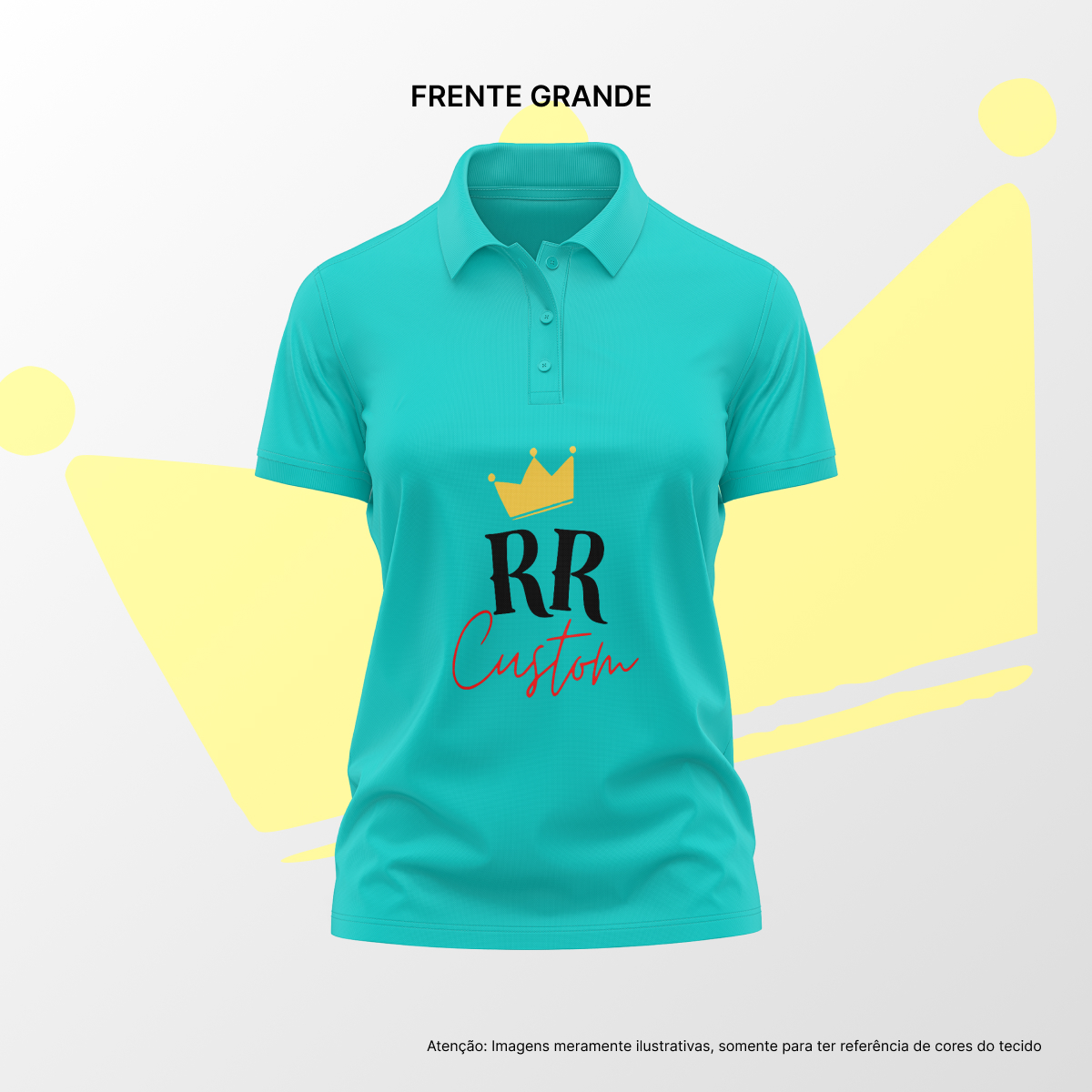 Camisa Polo Feminina Frente Grande Azul Turquesa