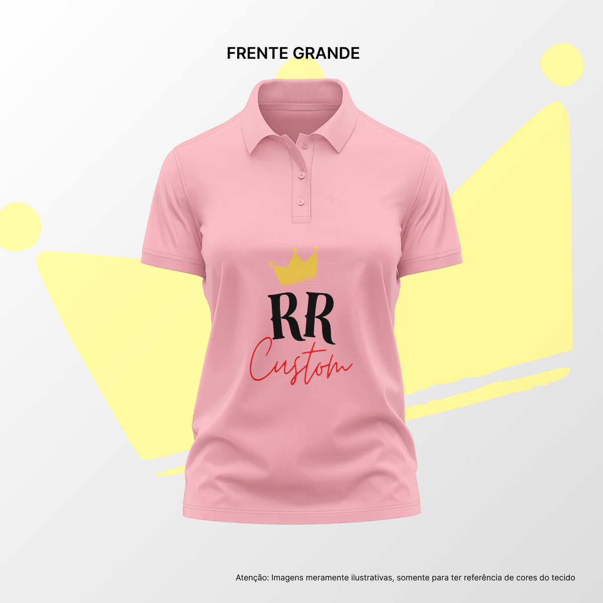 Camisa Polo Feminina Frente Grande Rosa Claro