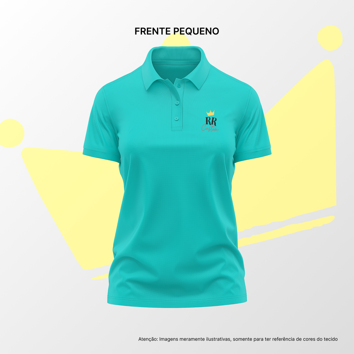 Camisa Polo Feminina Frente Pequena Azul Turquesa