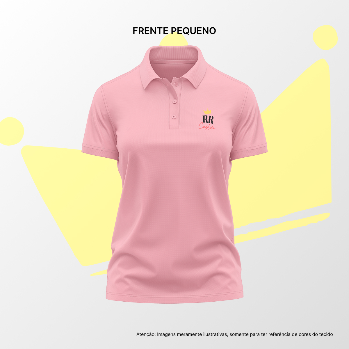 Camisa Polo Feminina Frente Pequena Rosa Claro