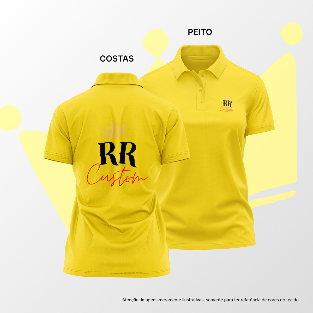 Camisa Polo Feminina Peito e Costas Amarelo
