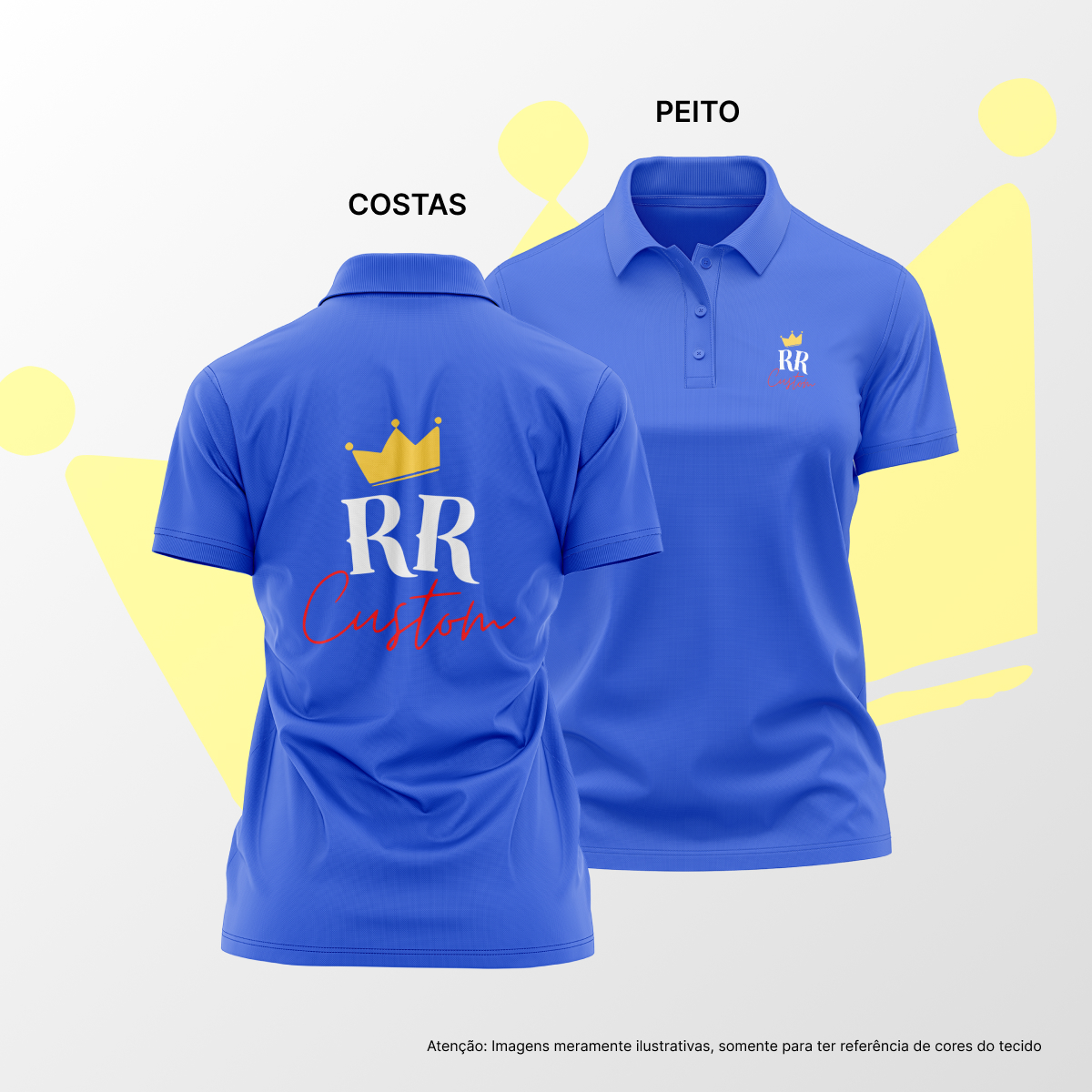 Camisa Polo Feminina Peito e Costas Azul Royal