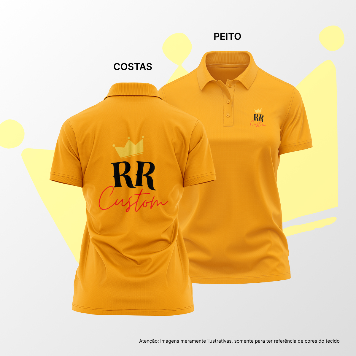 Camisa Polo Feminina Peito e Costas Laranja