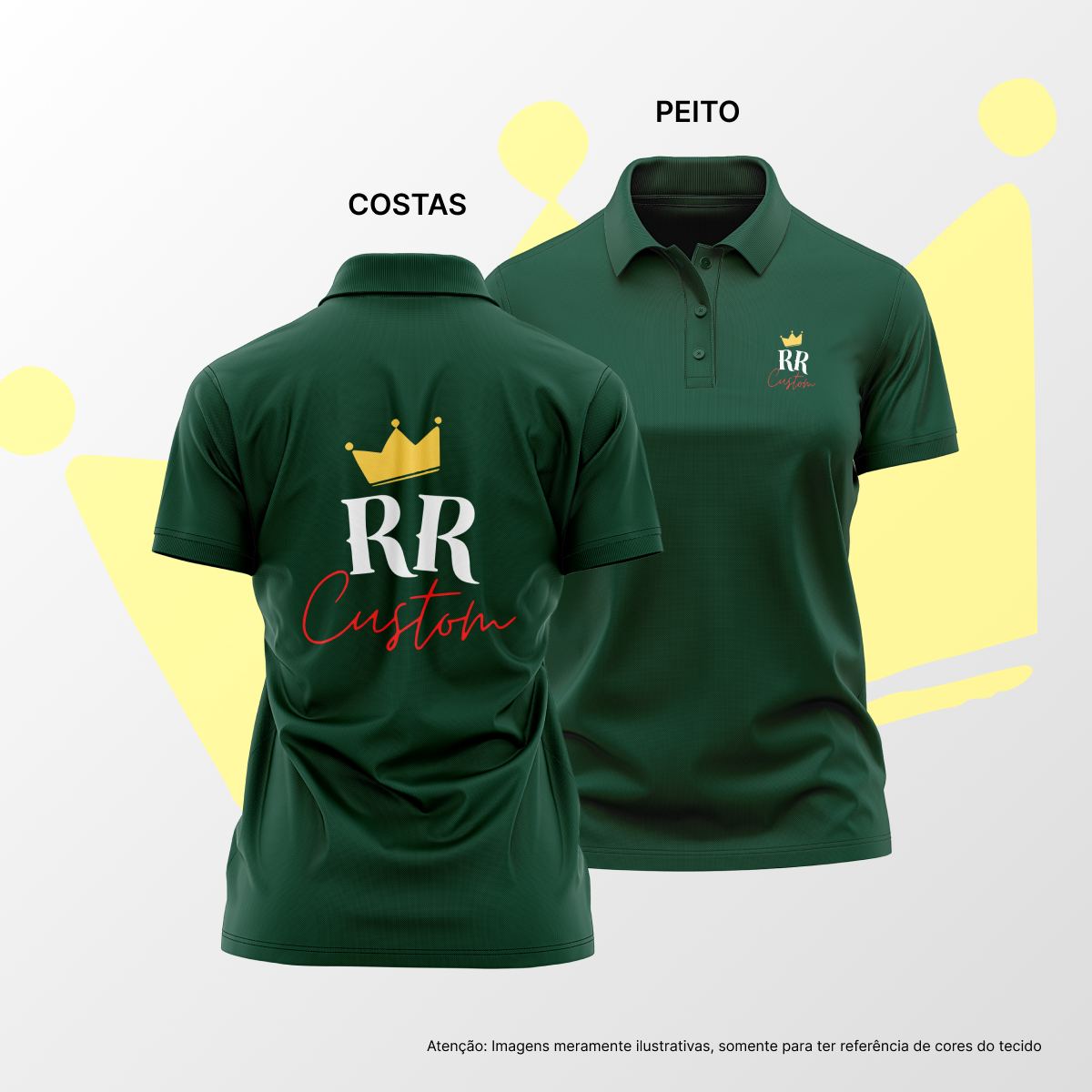 Camisa Polo Feminina Peito e Costas Verde Escuro