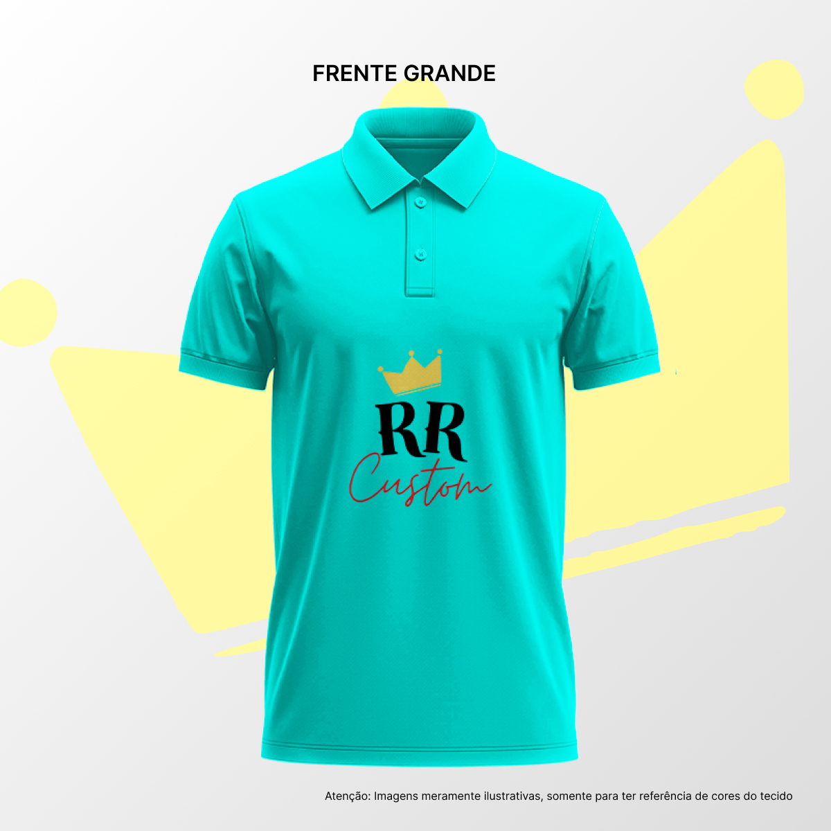 Camisa Polo Masculina Frente Grande Azul Turquesa