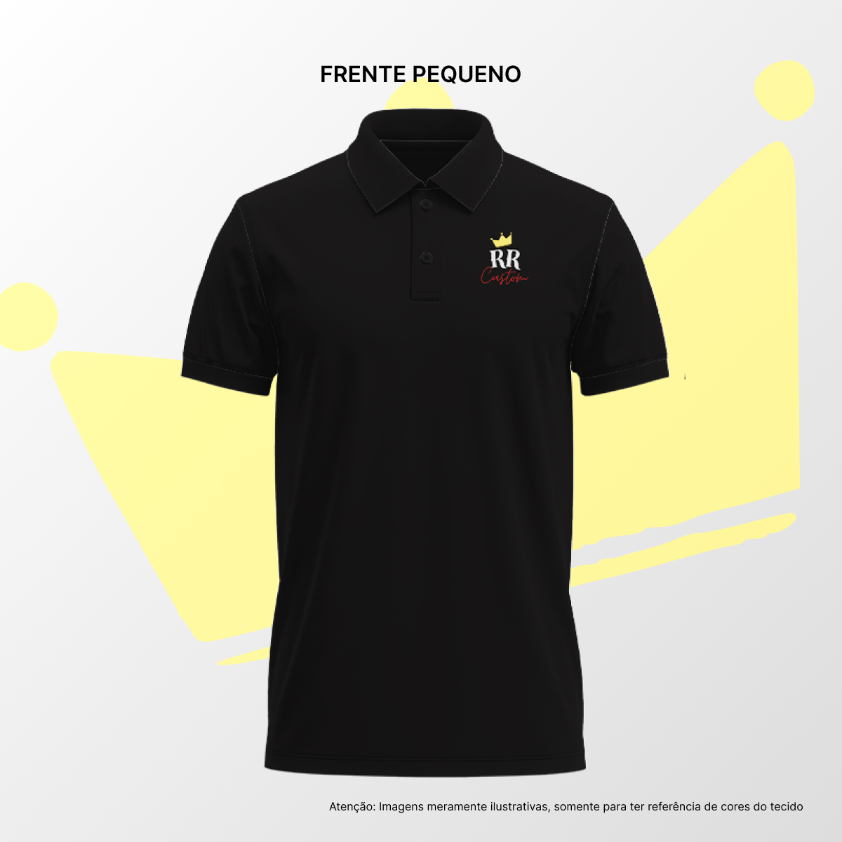 Camisa Polo Masculina Frente Pequena Preto