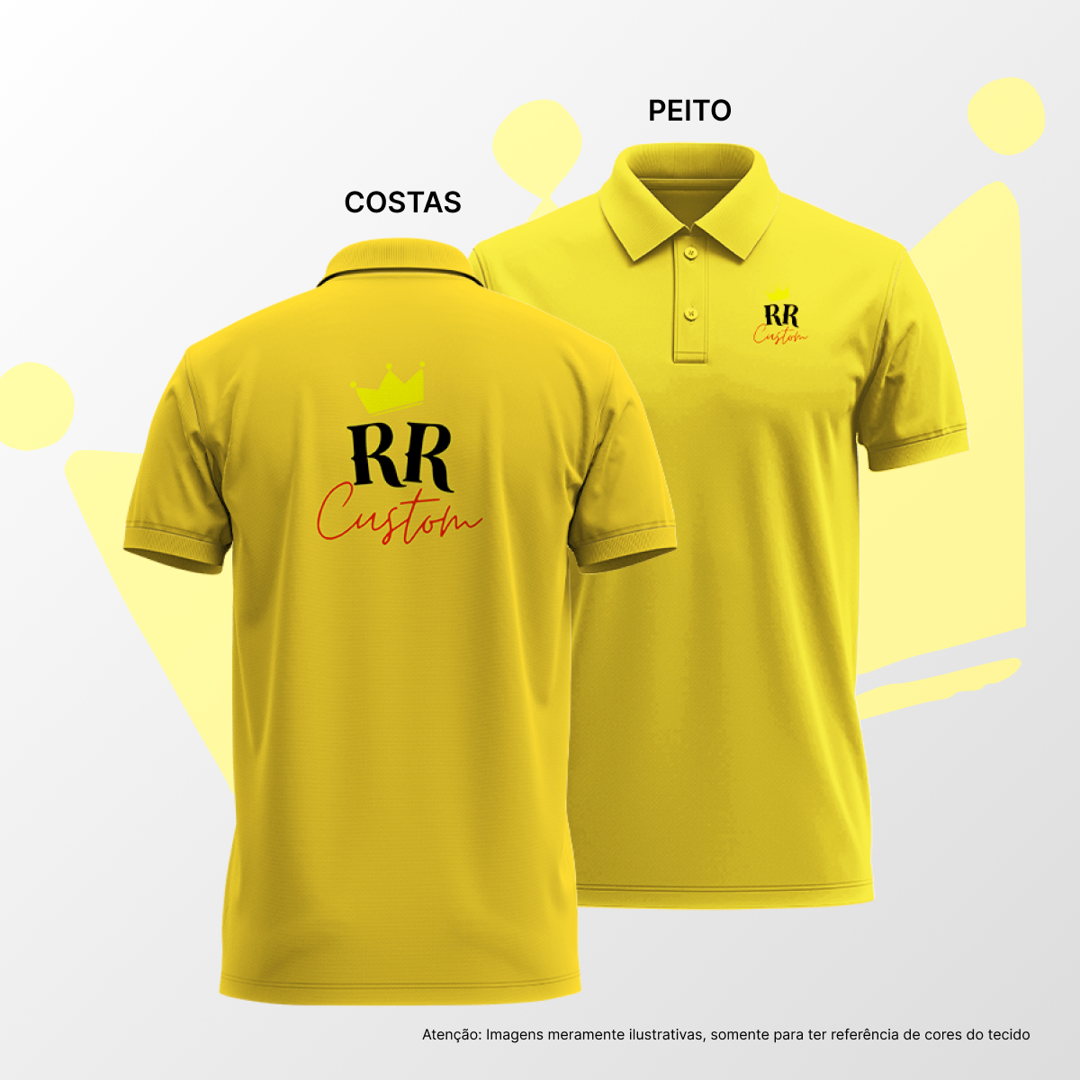 Camisa Polo Masculina Peito e Costas Amarelo