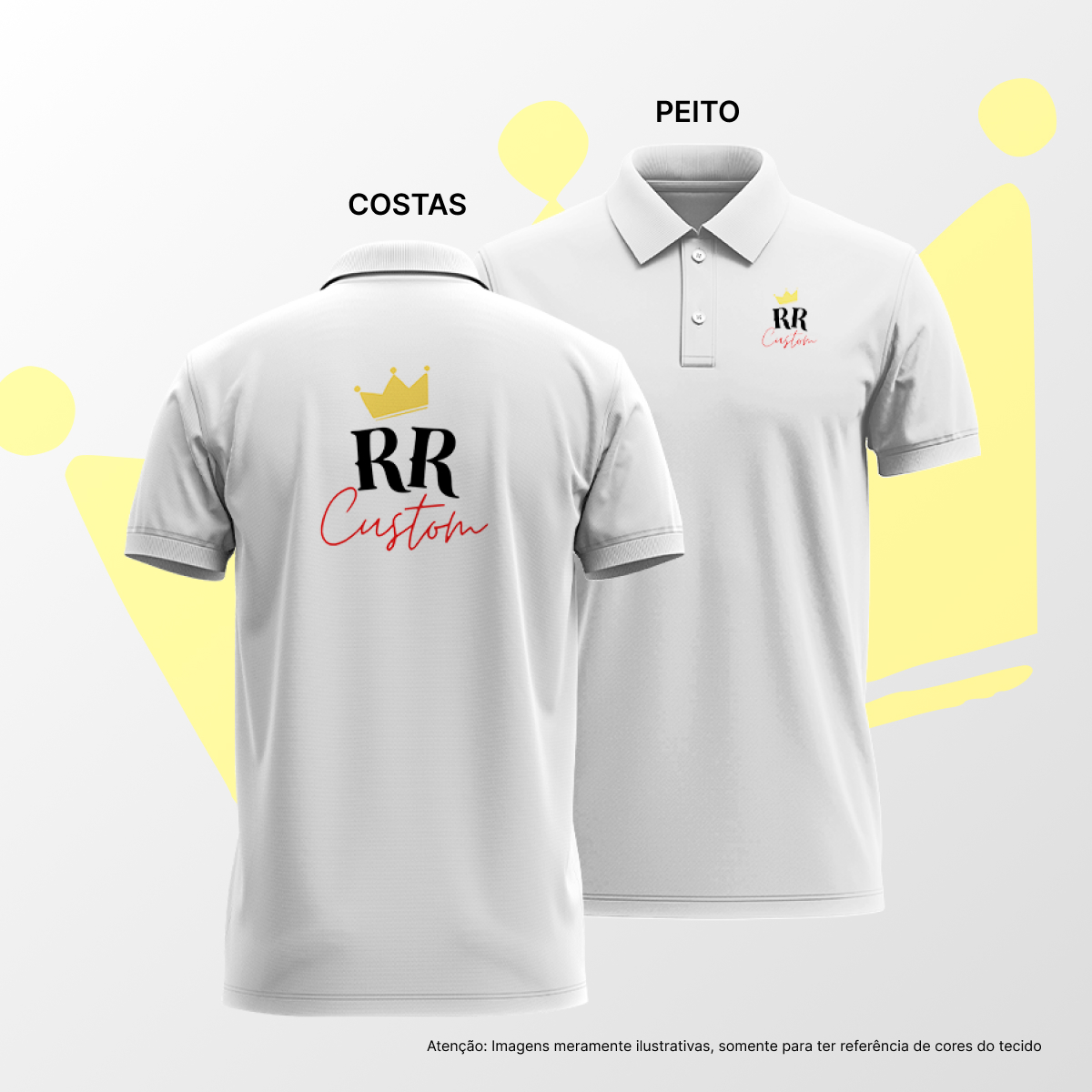 Camisa Polo Masculina Peito e Costas Branco