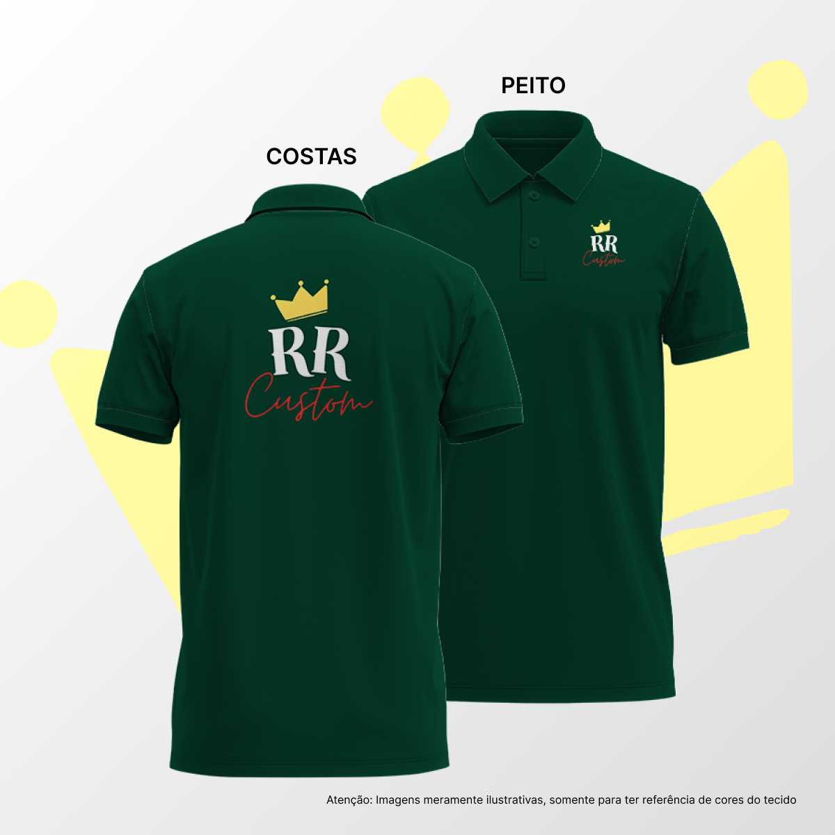 Camisa Polo Masculina Peito e Costas Verde Escuro