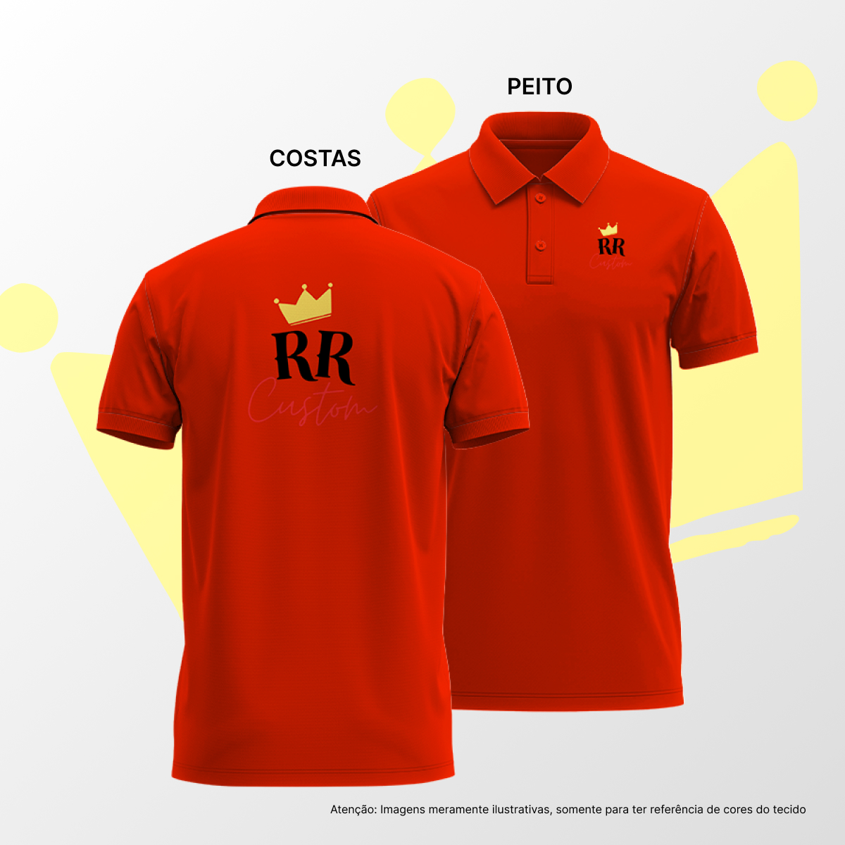 Camisa Polo Masculina Peito e Costas Vermelho