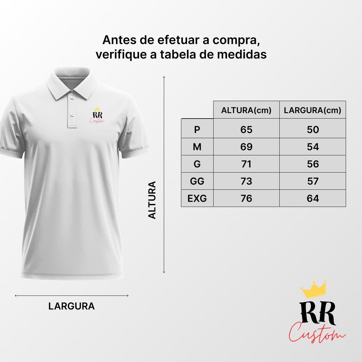 Tabela de tamanhos polo masculina